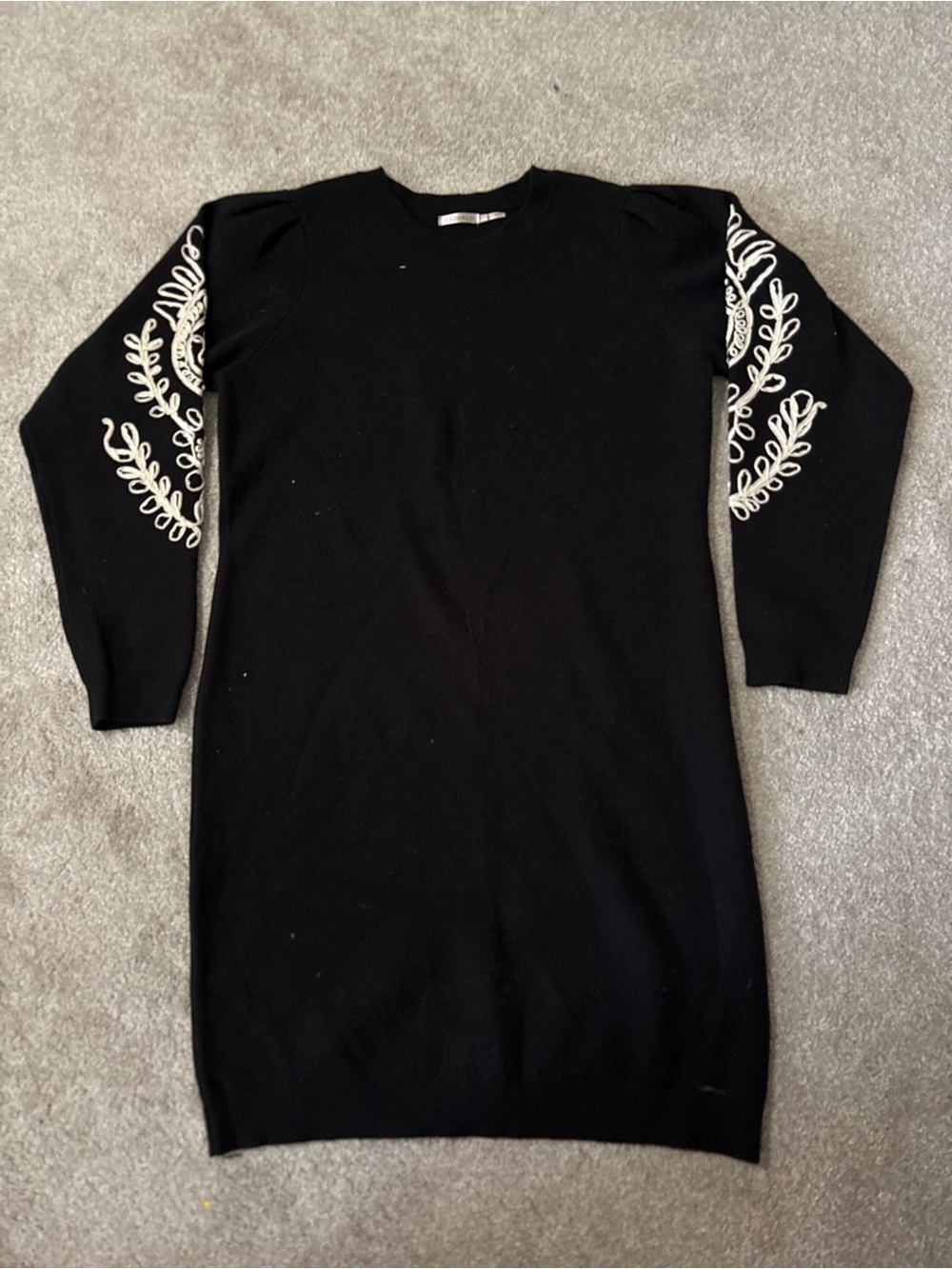 Esqualo Embroidered-Sleeve Sweater Dress